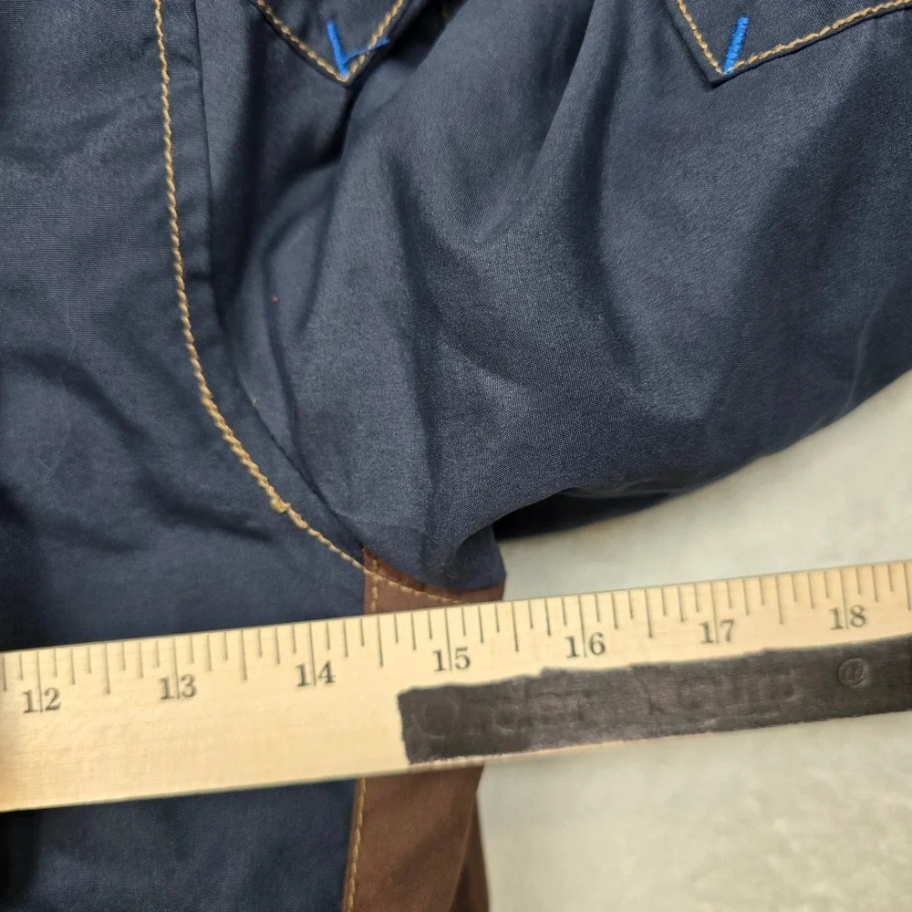OshKosh B'gosh‎ Sherpa Lined Hooded Winter Jacket Boys Size 4 Navy Blue Patches